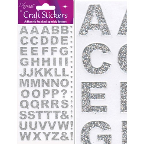 NEW! Eleganza Silver Sparkly Self Adhesive Alphabet Letter